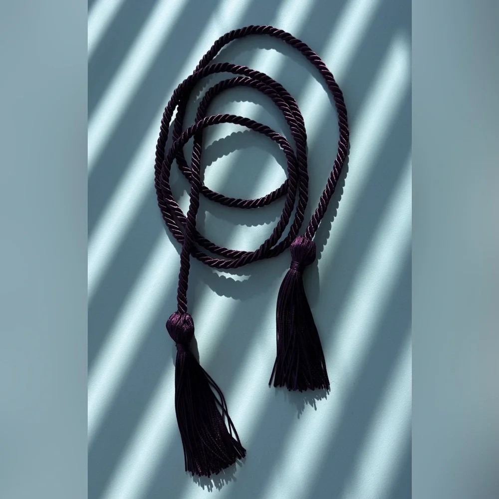 Burgundy Tassel Rope Belt